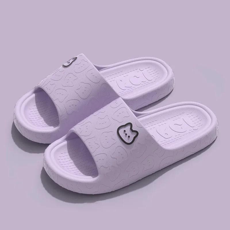 Summer Slippers Bathroom Platform Non-Slip Home Bear Cartoon Flip Flops Beach Women Slipper Sandals Slides Indoor Outdoor 2023 44-45 purple
