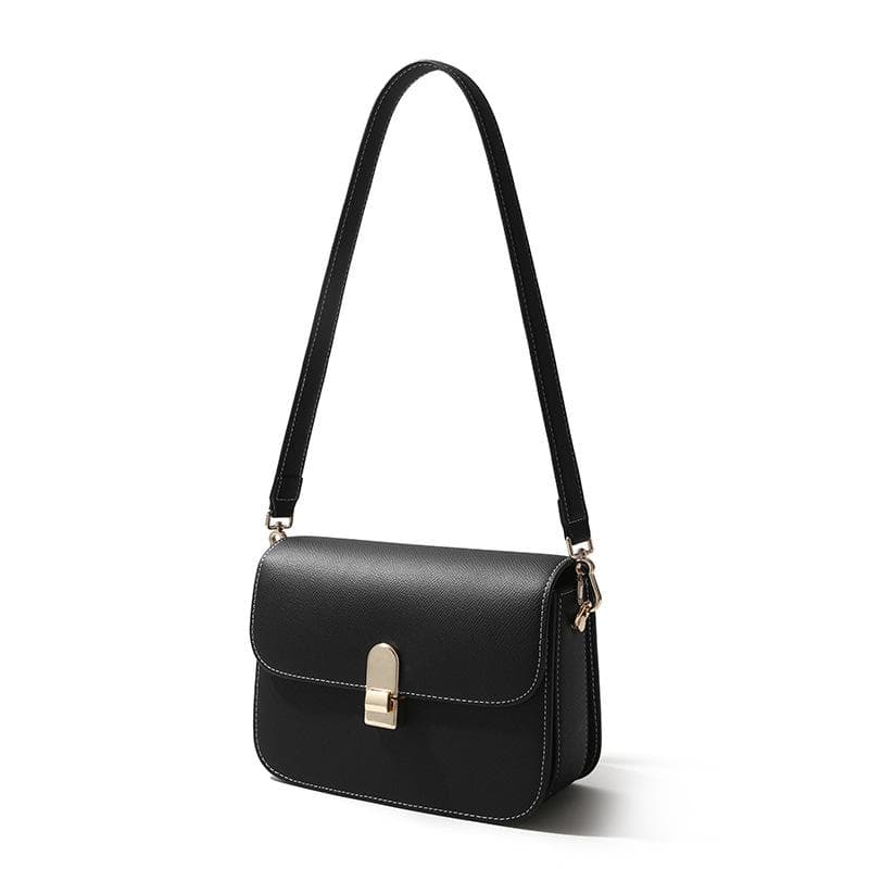 Women's Bags Are High-end and Niche Commuting Versatile Leather One-shoulder Crossbody Underarm Tofu Bag Small Square Bag black