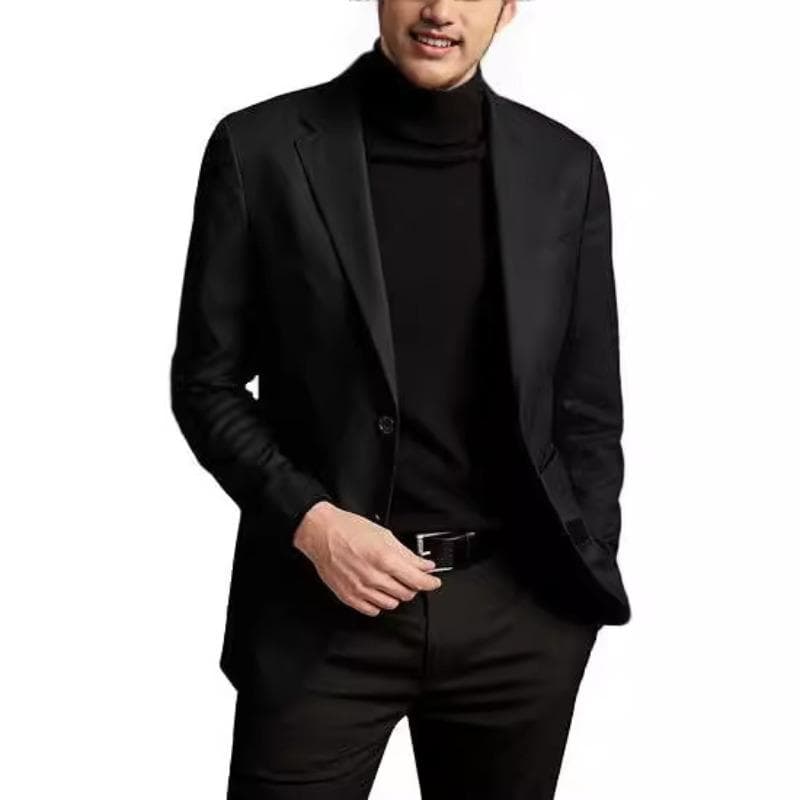 Casual Men's Suit Cardigan Large Size Jacket Japanese and Korean Formal Wear M black