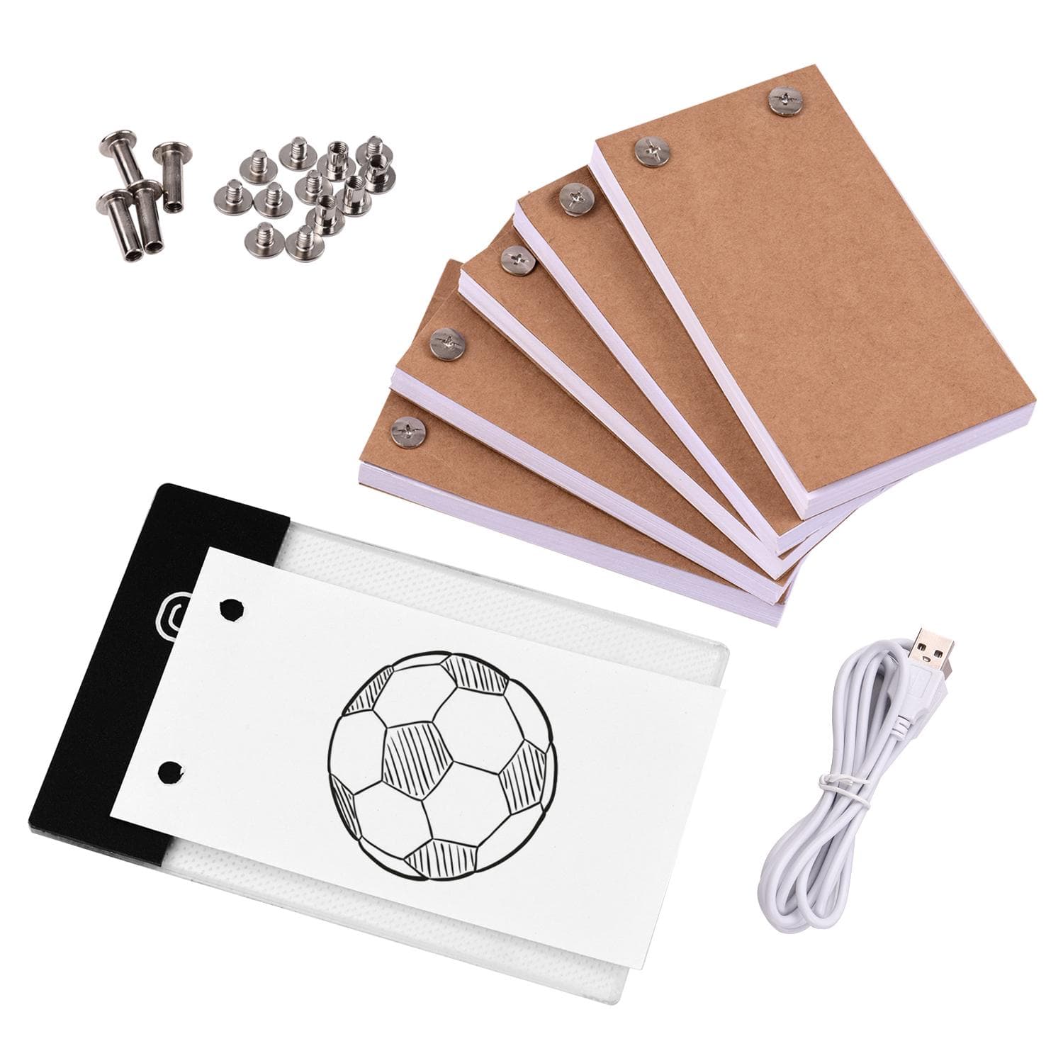 Flip Book Kit with Light Pad LED Light Box Tablet 300 Sheets Drawing Paper Flipbook with Binding multicolour