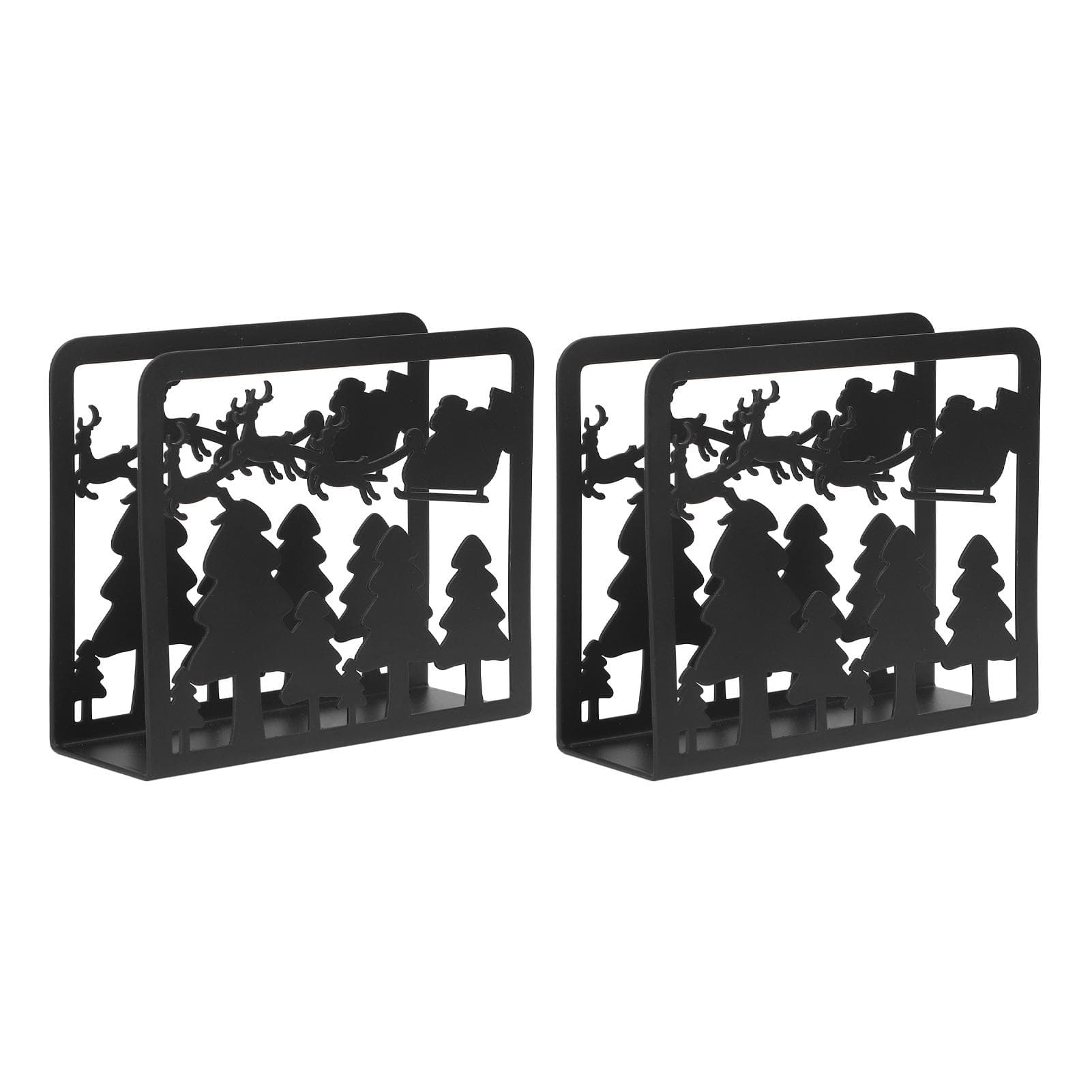 2pcs Napkin Holder Black Christmas Theme Stainless Steel Electroplating Kitchen Napkin Holder for