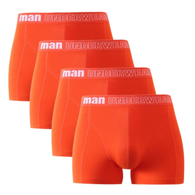 4 Pieces Men's Underwear Boxers Colorful Shorts Boy Undies Panties Big Size M L XL 2XL 3XL 4XL 5XL 6XL 7XL 4XL orange