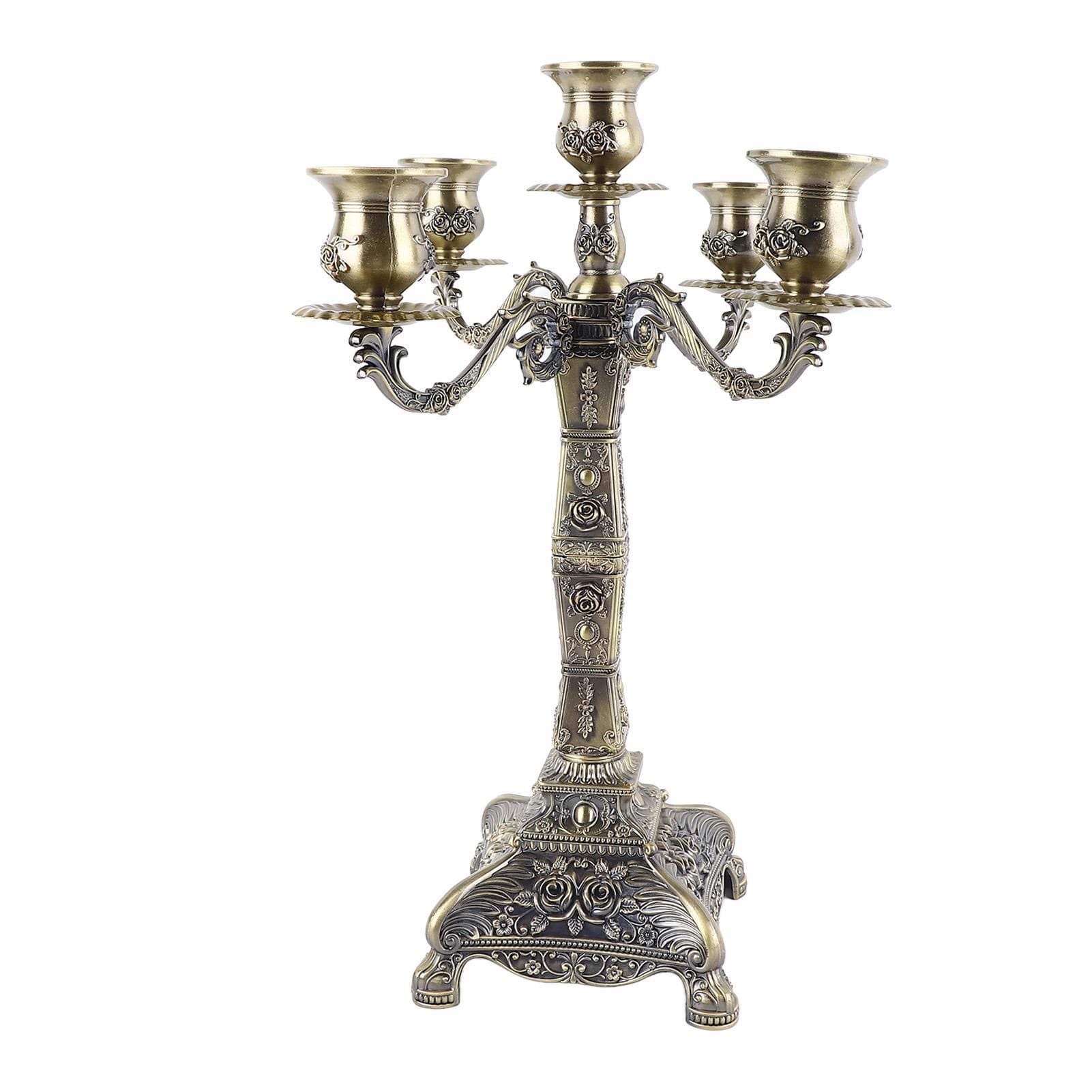 Metal Arms Candelabra European Style Retro Candlestick Holder Romantic Candle Holder Decoration for five heads bronze