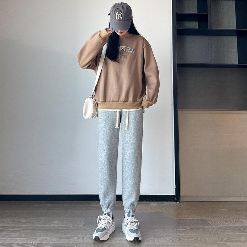 Gray Sweatpants for Women In Spring and Autumn New Loose Ties and Slim Small Casual Straight Harem Pants XXL