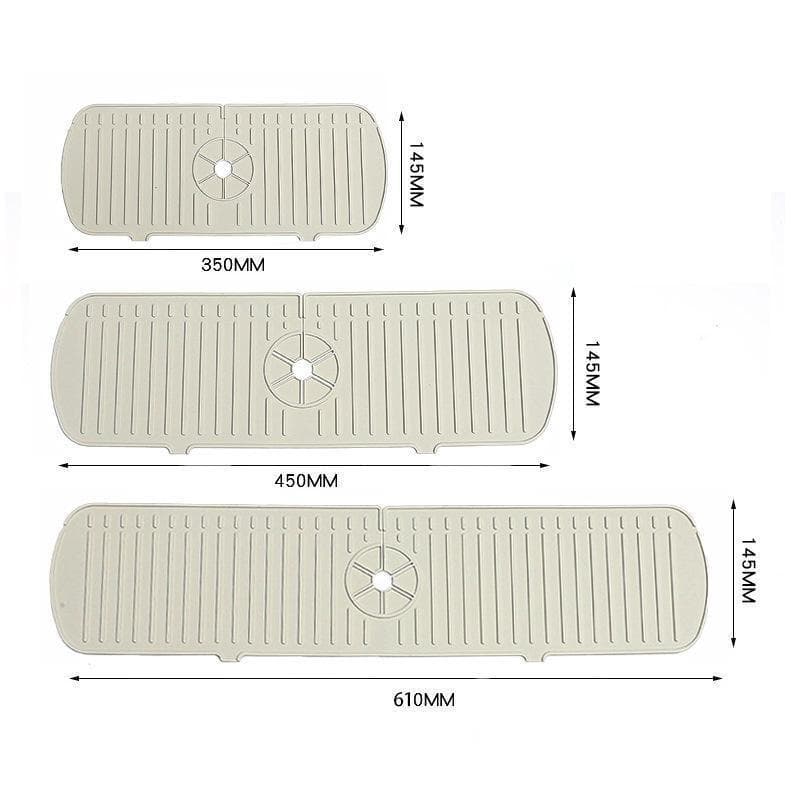 New Silicone Faucet Mat Water Ripples Kitchen Faucet Water Catcher Mat Large Sink Splash Pad Countertop Protector Bathroom 45cm beige