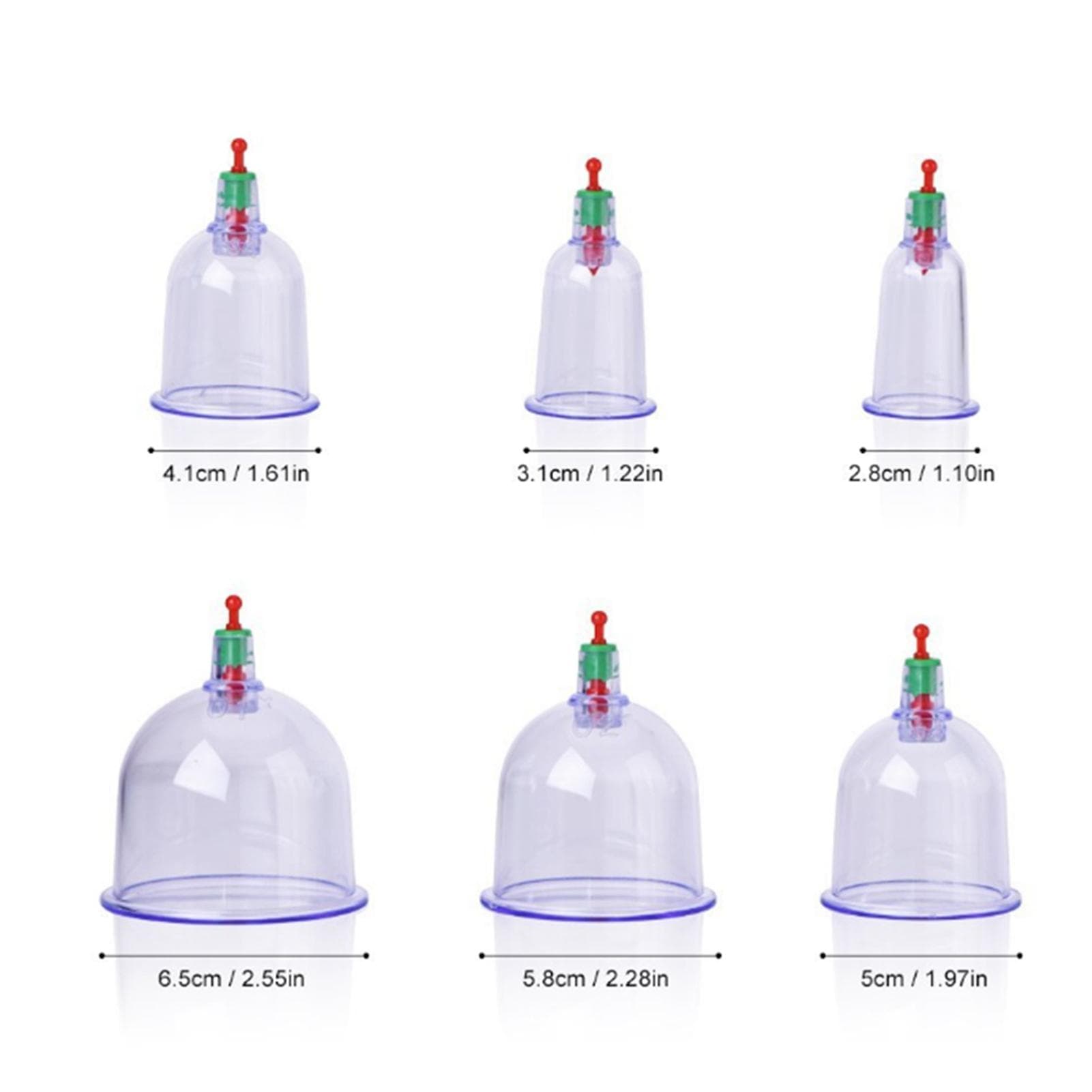 12 Pcs Transparent Chinese Cupping Massage Therapy Set Different Size - Wrinkle Reducer Increas