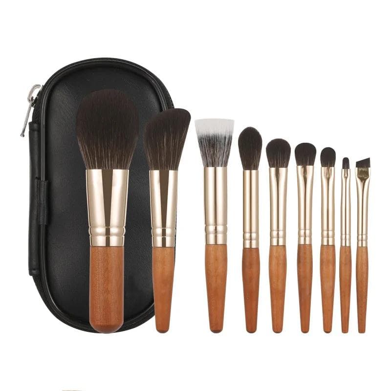 9Pcs/lot Mini Makeup Brush Set Portable Travel Cosmetic Brushes Kit Eyeshadow Foundation Powder Brushes Beauty Makeup Tools orange