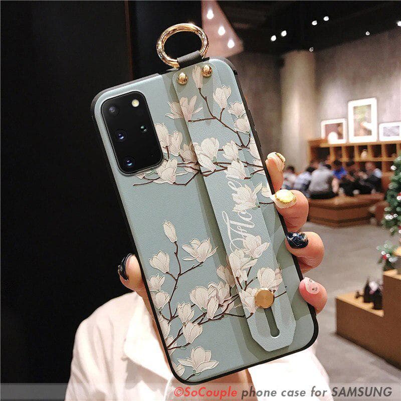 Phone Holder Case For Samsung Galaxy A50 A51 A71 A70 A30s A20 A40 A10 S9 S8 S10 S20 Ultra Note 10 plus Wrist Strap Case For A30s light green