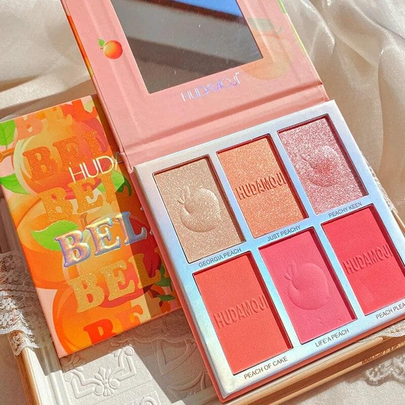 Six-color Blush Highlighter Eyeshadow Palette Glitter Makeup Blusher Palette Pink Brighten Natural Contour Blusher