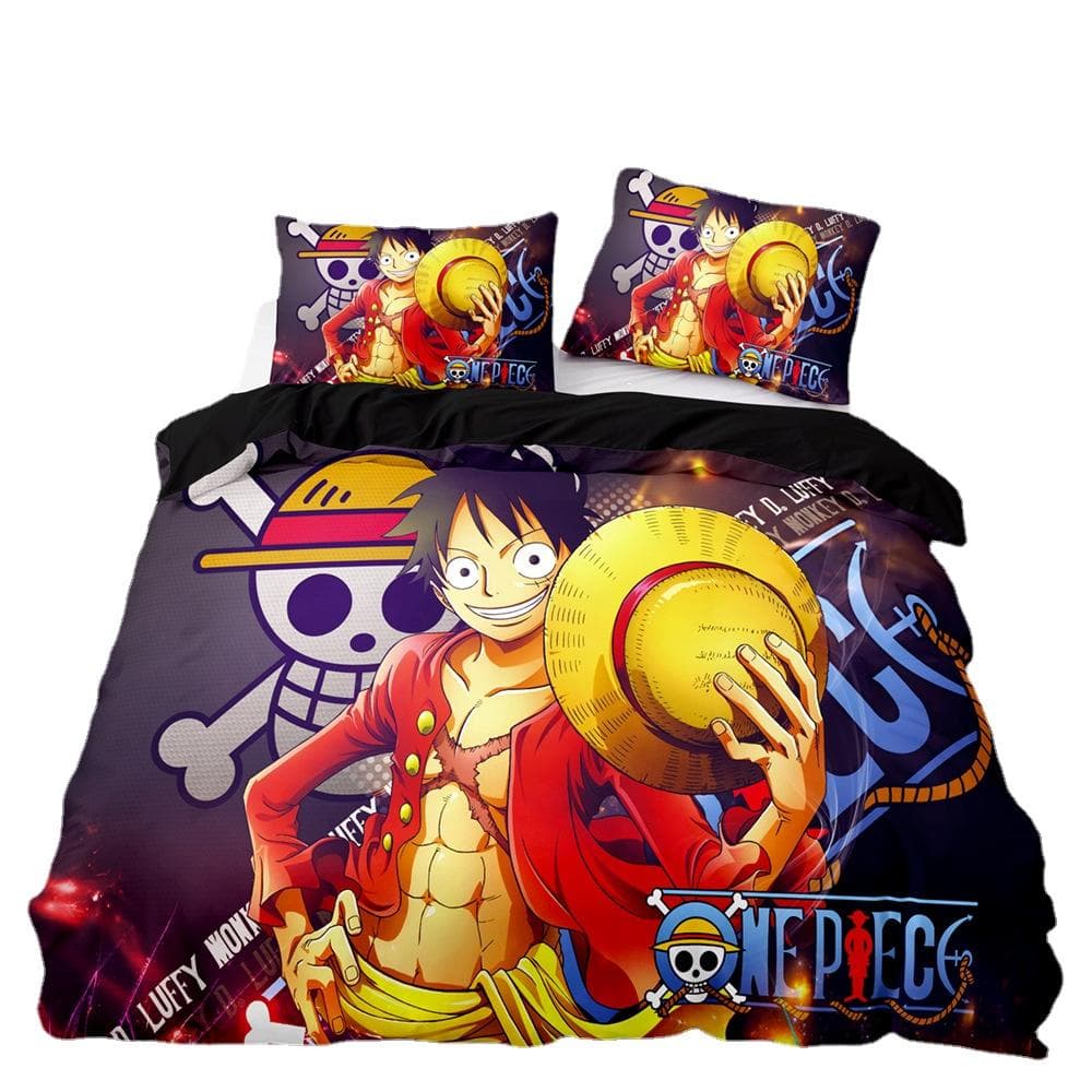 ONE PIECES Bedding Set Monkey Ruffy Duvet Cover 3D Printing Quilt Cover Pillowcase Kids Boys Teenagers Gift Bedroom Decoration 175x218cm-3pcs