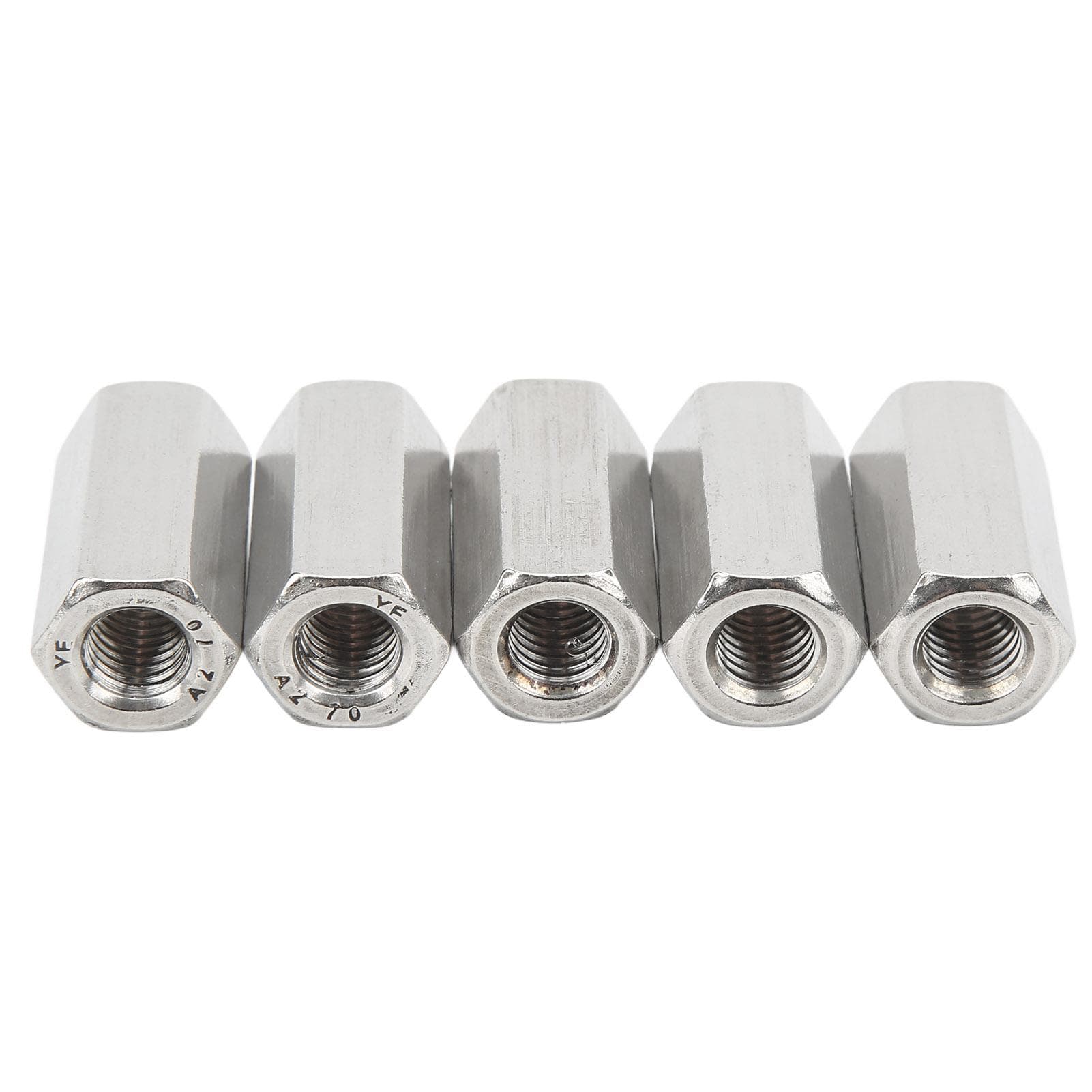 5PCS M10 Hex Coupling Nut Stainless Steel Rustproof Silver Connector Nut for Bolts Studs
