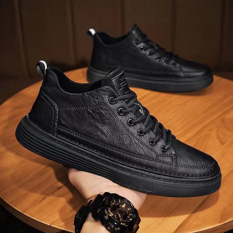 Men's Shoes Outdoor Shoes Men's Spring Waterproof Anti Slip Leather Shoes 39 black