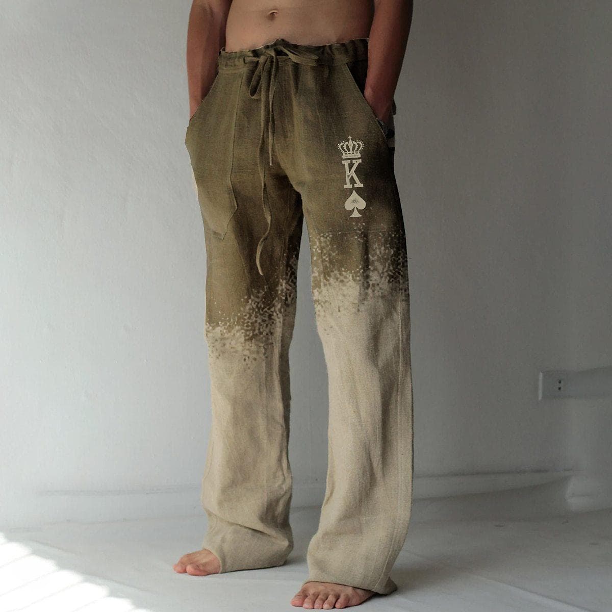 Men's Summer Pants Beach Pants Drawstring Elastic Waist 3D Print Graphic Prints Cross Comfort Casual Daily Streetwear Pants 5XL khaki