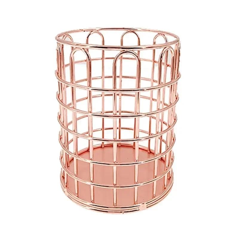 Cosmetics Makeup Brushes Storage Box Cylindrical Case Storage Lipstick Brush Pen Holder Organizer Wrought Pen Storage rose gold