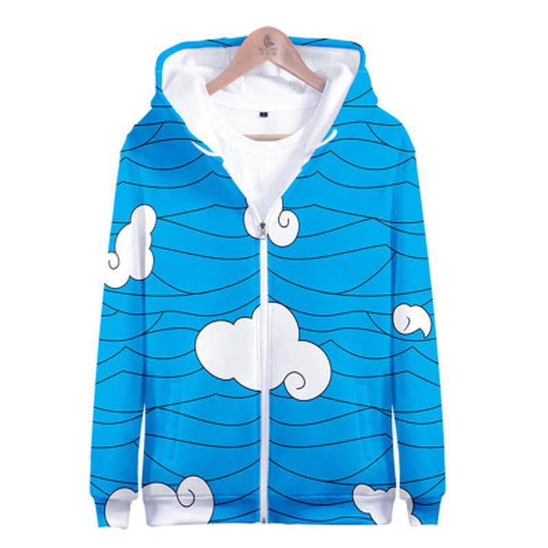Anime Zipper Hoodies Demon Slayer Blade Kilo Gate Tanjirou 3d Digital Printed Clothes Hooded Plus Size L blue