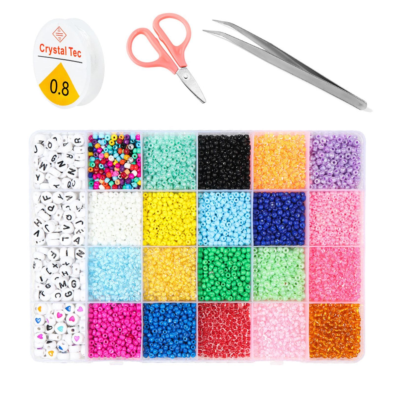 8800 Pcs Alphabet Letter Beads Bright Colors 3mm DIY Jewelry Accessories with Scissors Pendants