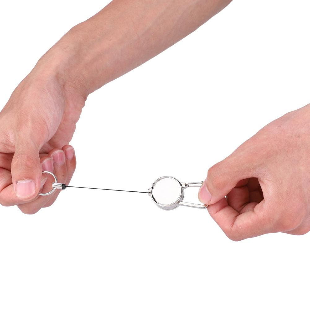 Metal Retractable Key Chain with High Resilience Nylon Wire Anti Lost Rope Keyring Buckle Outdoor