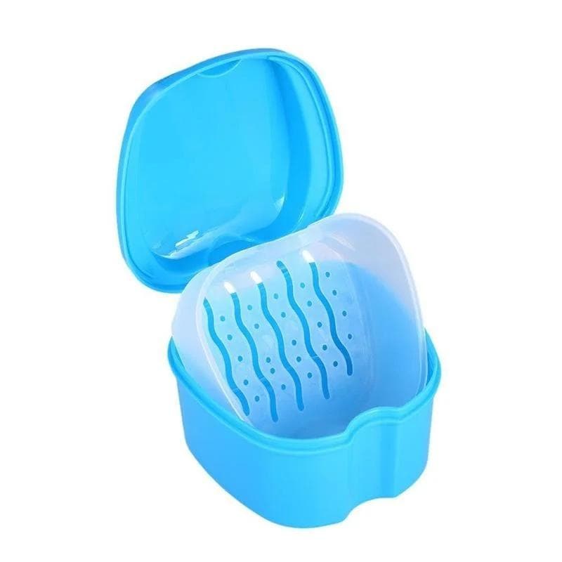 Dental Denture Box With Net Bath Case Container Tips Dentures Artificial False Teeth Storage Boxes Organizer Tooth Box Appliance blue