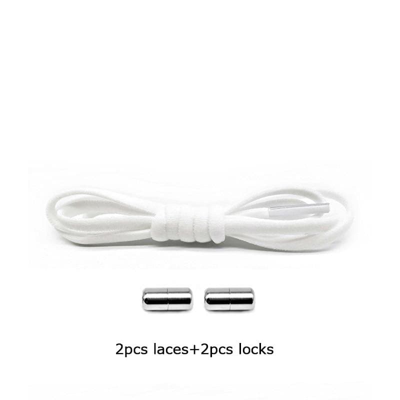 1Pair New Shoelaces Without Ties For Kids Adult Quick Lazy Laces Women Men Metal Lock Elastic Shoe Laces Sneakers Shoe Strings white