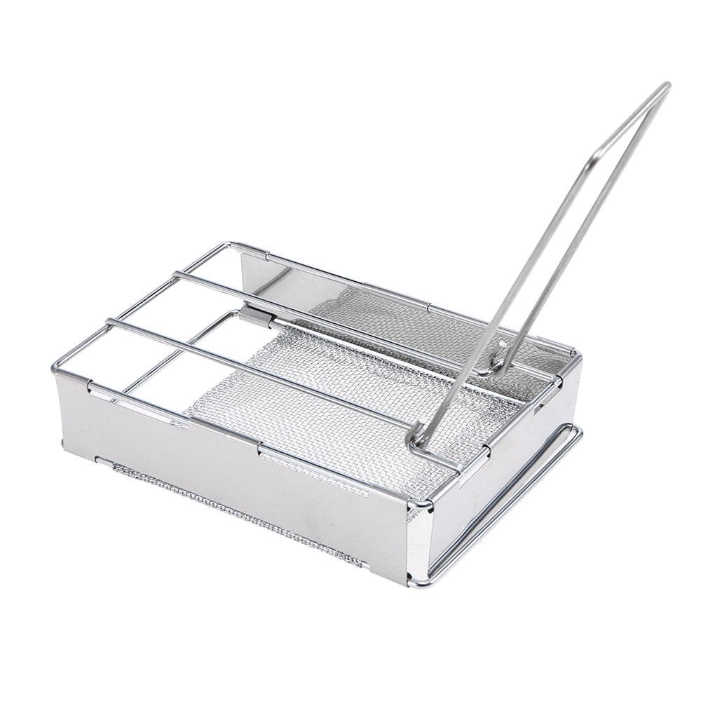 Foldable Stainless Steel Toaster Plate Portable Outdoor Camping Bread Toaster Grill silver