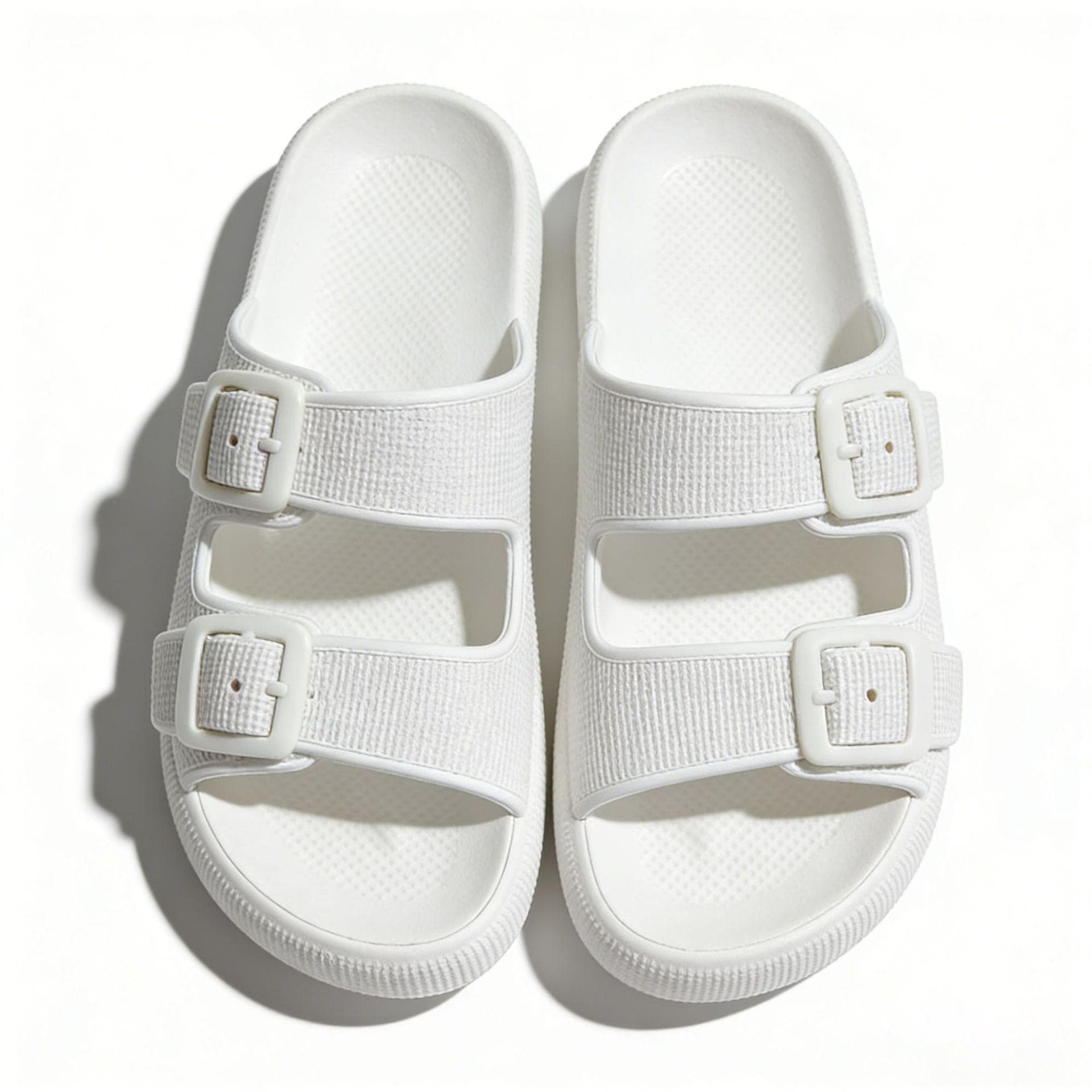 2025 Thick-Soled Double Buckle EVA Sandals: Step-On-Comfort for Couples, Women, Indoor/Outdoor Use