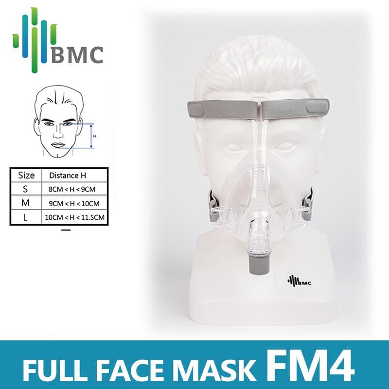 BMC F4 Full Face Mask CPAP Auto CPAP BiPAP Mask Wish Headgear for Sleep Apnea Snoring People S