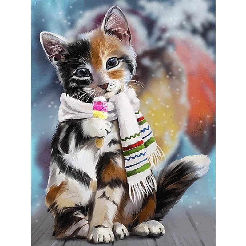 5D DIY Diamond Painting A greedy cat Embroidery Cross Stitch Rhinestone Mosaic Home Decor 20X30CM
