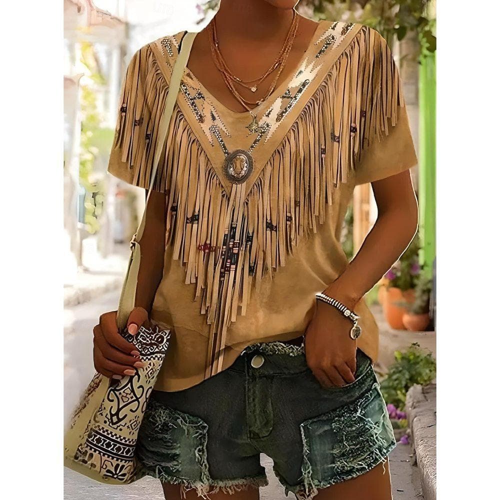 Women's T-shirt with Western cowboy design XL