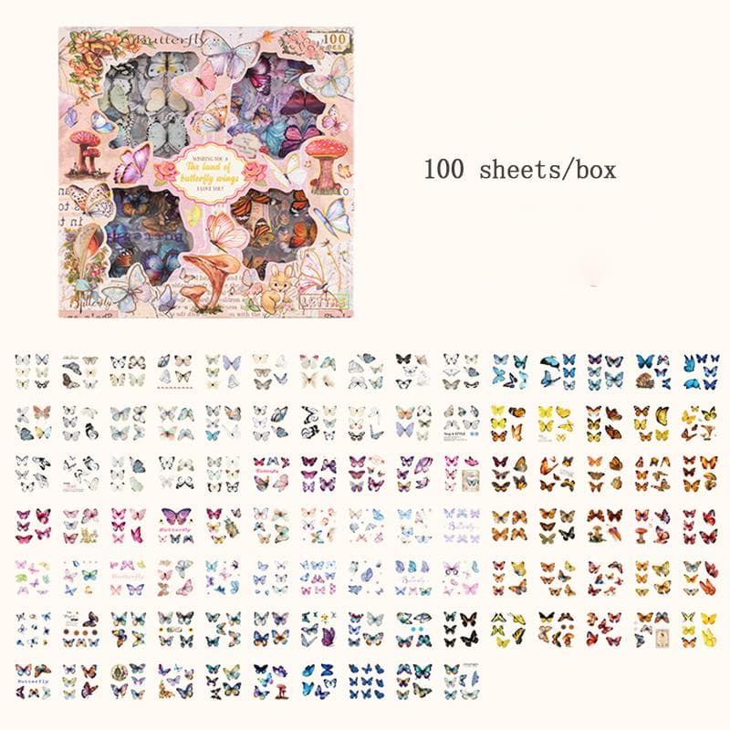 100pcs/box Cute Cartoon Boxed Sticker Handbook DIY Creative Children Sticker PVC Goo Card Set Deractive Scrapbook