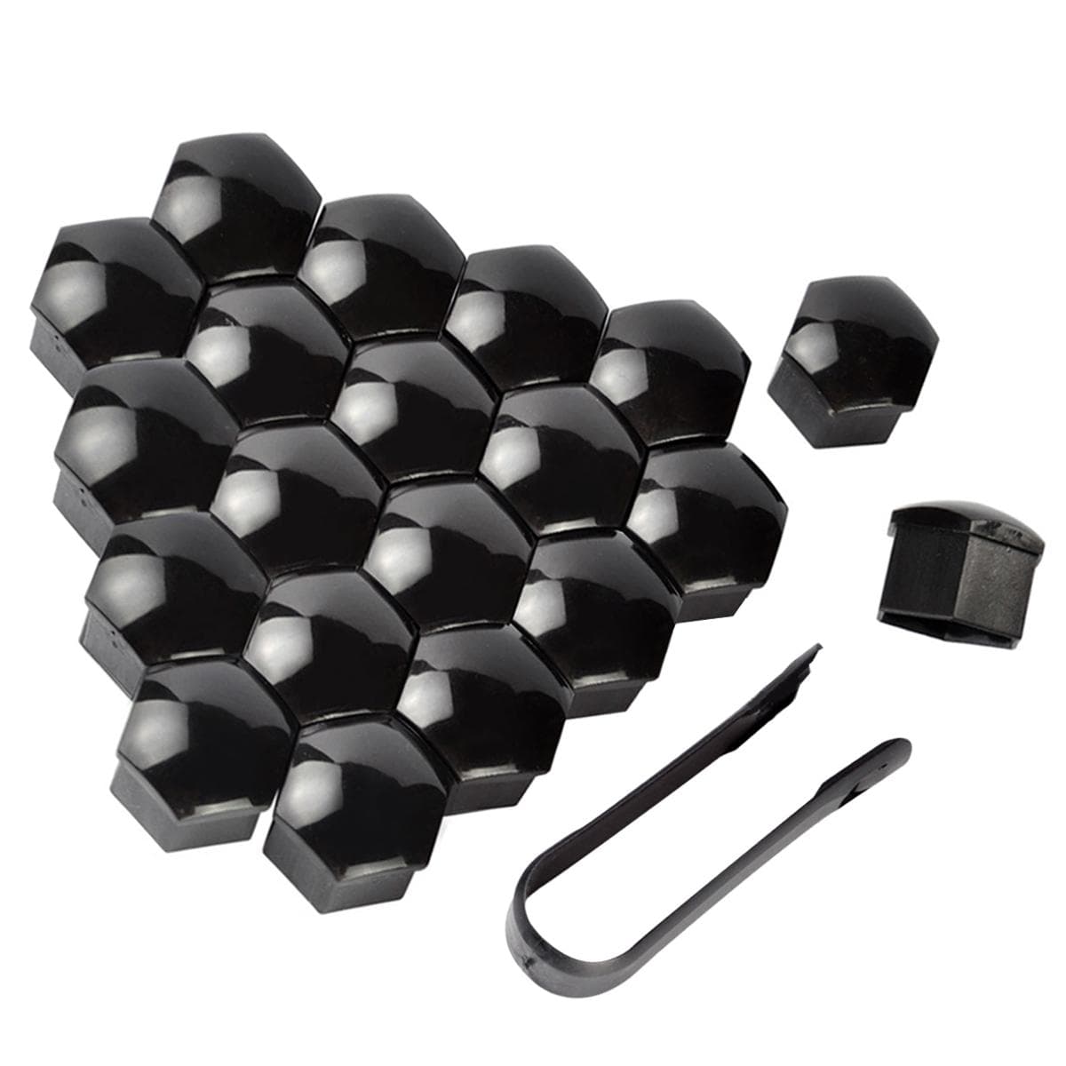 20Pcs 17mm 19mm 21mm Car Wheel Nut Caps Auto Hub Screw Cover Bolt Rims Exterior Decoration Special Socket Protection Dust Proof 21mm black