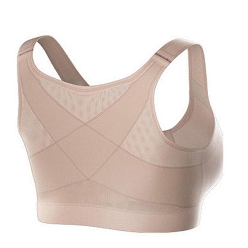 S-5XL Plus Size Women Posture Corrector Bra Wireless Back Support Lift Up Yoga Bra Running Sports Gym Bras Underwear L beige