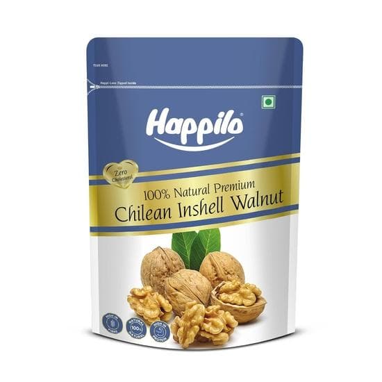 Happilo Premium International Chilean Inshell Walnuts, Fresh and Natural Dry Fruit for Snacking & Baking, 500 g