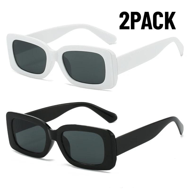1/2PACK Black Square Sunglasses Men Retro Small Rectangle Sun Glasses UV400 Protection Driving Fishing