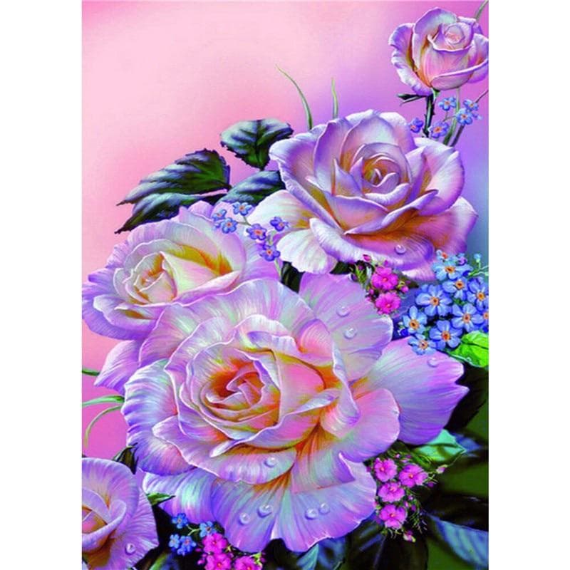 5D DIY Diamond Painting Bouquet Roses Rhinestones Kits Embroidery Purple Flower Diamond Home Decor 30X40CM