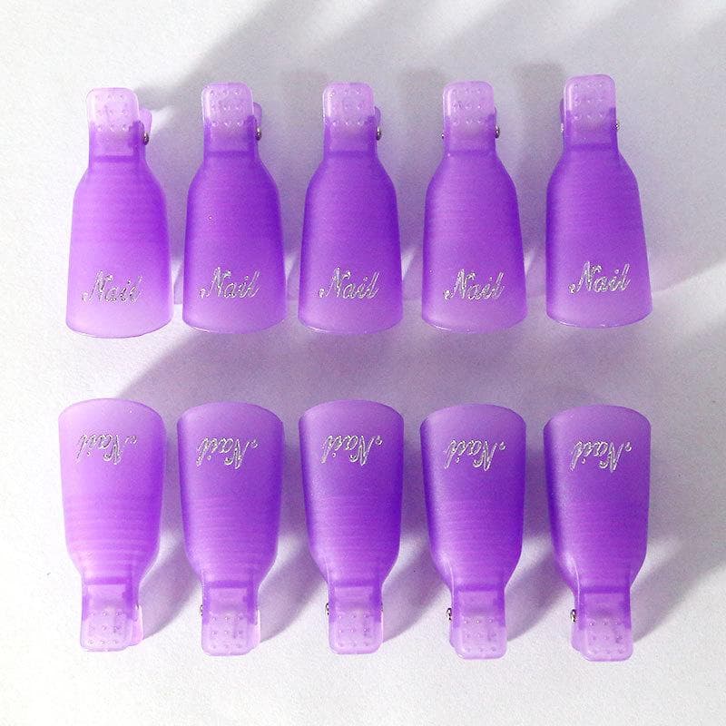 10pcs/bag Nail Acrylic Removal Clip for Remove UV LED Gel Polish Purple Pink Manicure Tools Nail Supplies for Professionals purple