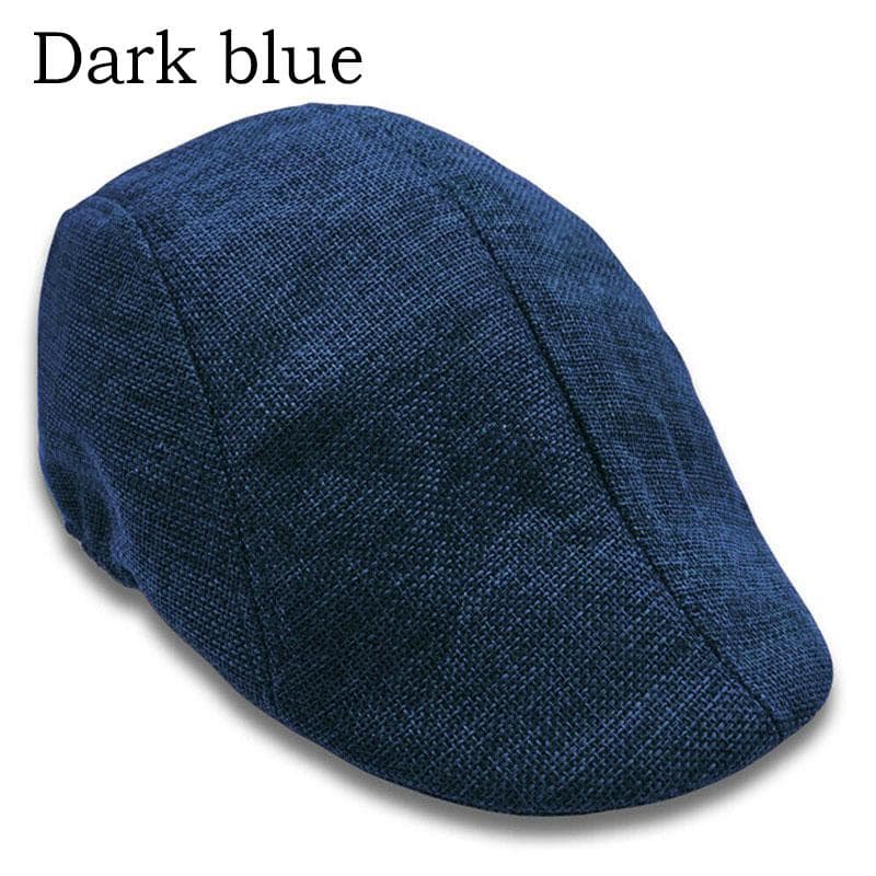 Mens Classic Beret Cabbie Hat Flat Cap Golf Driving Hat Caps Peaky Boys Country Newsboy dark blue