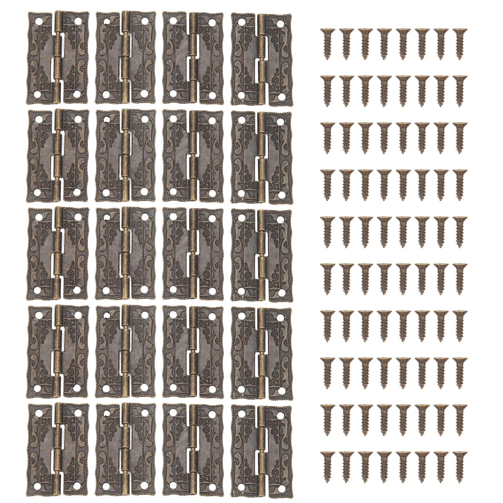 20 Set Antique Decorative Hinges Zinc Alloy Vintage Box Hinges Jewelry Box Hardware for Wooden