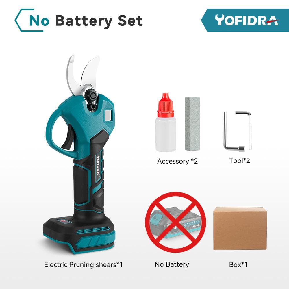 Yofidra 21V Brushless Electric Pruner Shear Digital display Cordless Fruit Tree Bonsai Pruning 2 Gears Electric Scissors For Makita Battery Without Battery