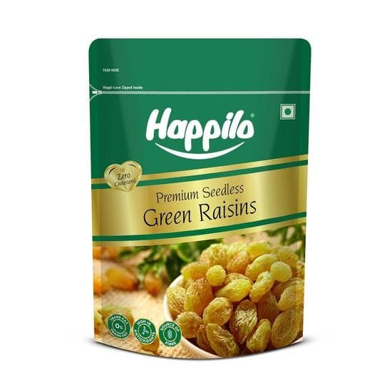 Happilo Premium Seedless Green Raisins 500g Value Pack | Kishmish | Nutritious| Rich in Iron & Vitamin B