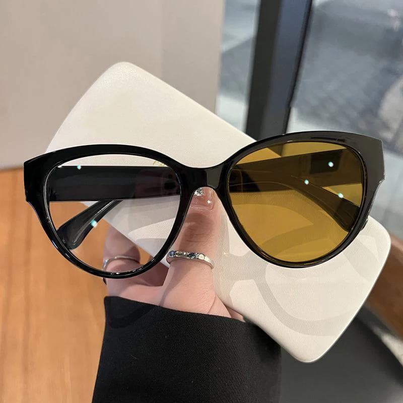 Intelligent Color Changing Sunglasses Diopter Fashion Heart Cat Eye Frame Prescription Myopia Eyewear Outdoor -4.0