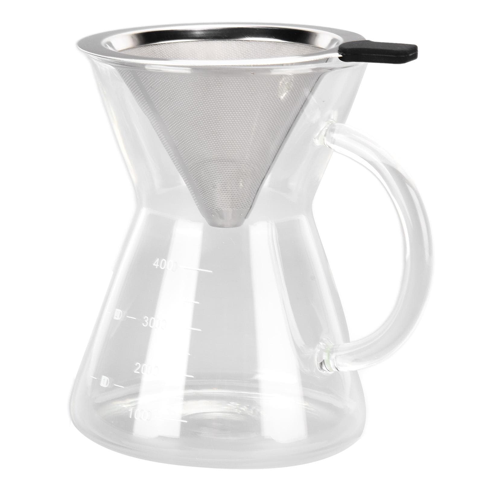 400ml Glass Coffee Pot Kettle Heat Resistant Pour Over Coffee Maker with Stainless Steel Filter for
