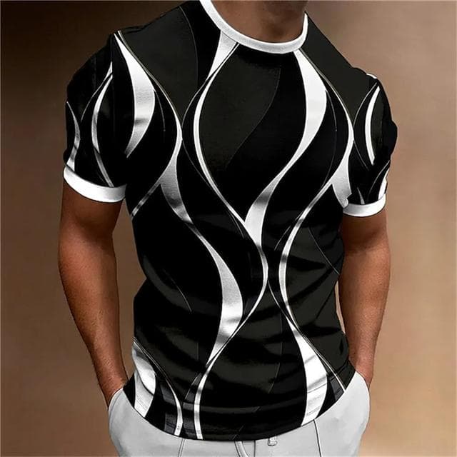 T-Shirts For Men Casual 3D Abstract Print Short Sleeve Tops Fashion O-neck Prints Graph Tees Y2k Oversized Men's Clothing Tshirt L