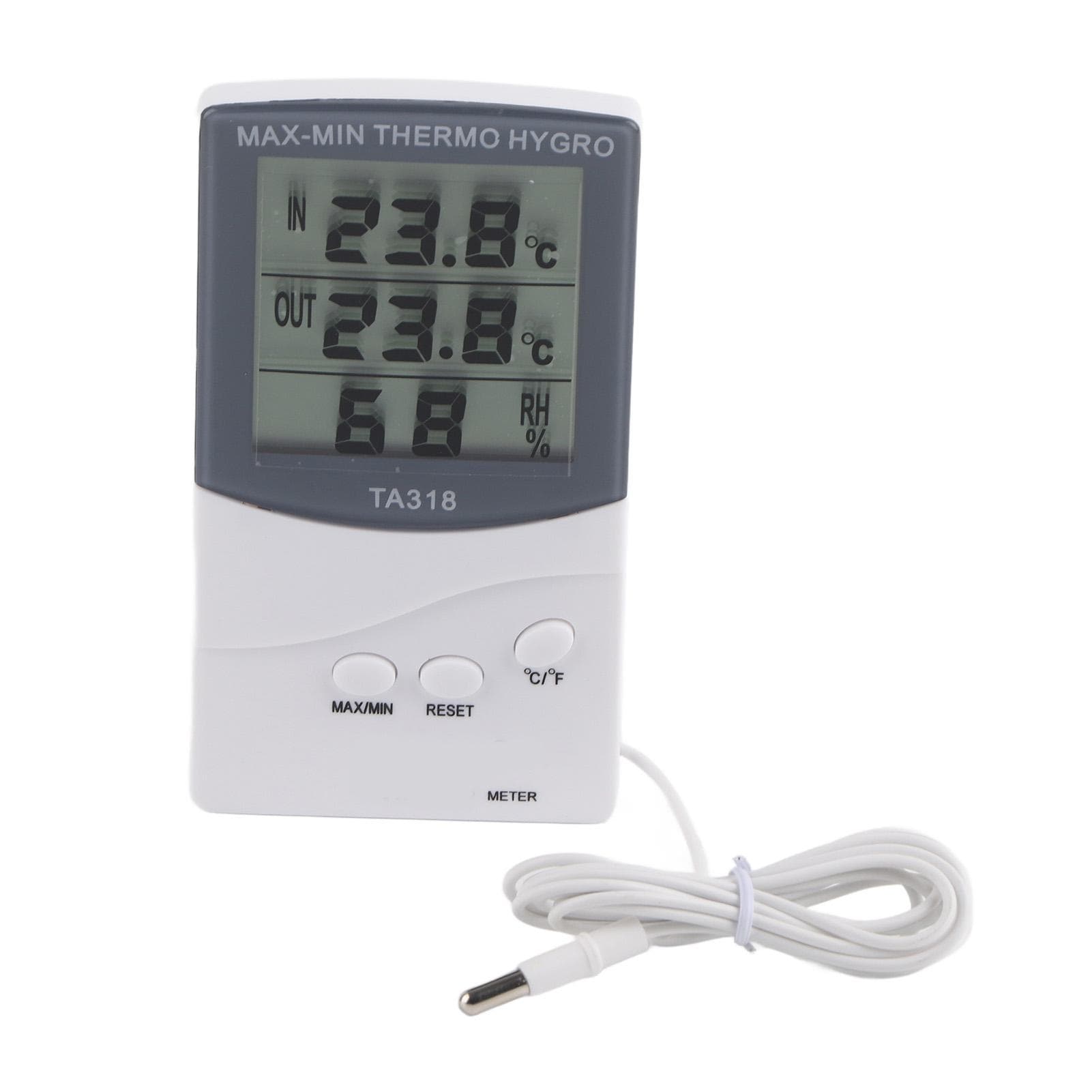 Indoor Outdoor Digital Thermometer 25percent RH to 98percent RH ?50 to 70 celsius With Probe Large Screen Temperature