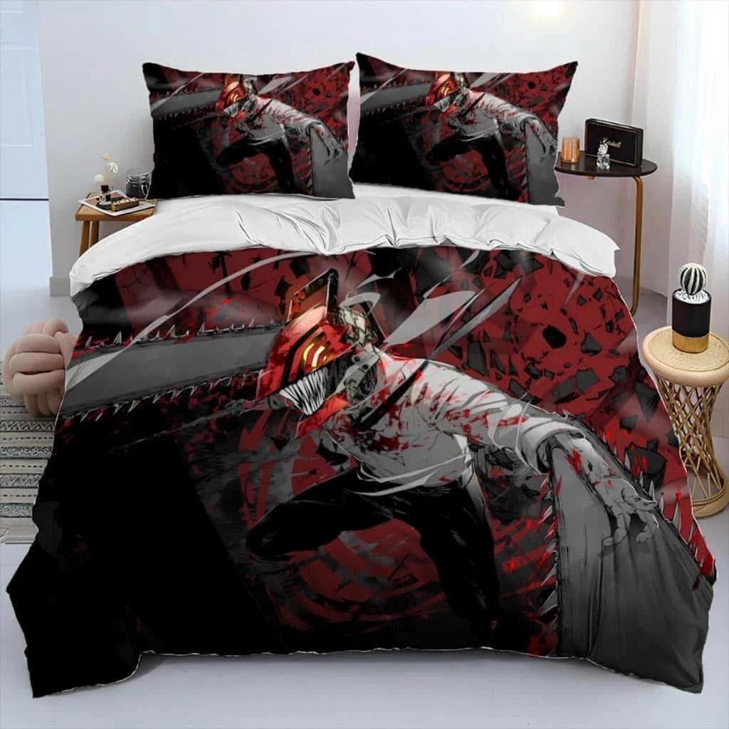 3D Anime Chainsaw Man Denji Cartoon Comforter Bedding Set,Duvet Cover Bed Set Quilt Cover Pillowcase,king Queen Size Bedding Set AU King 240x210cm