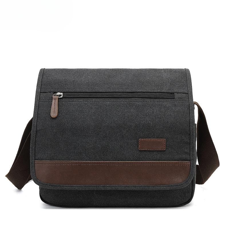 Men's Canvas Shoulder Bag Trend Solid Color Casual Bag Simple Men's Crossbody Bag black