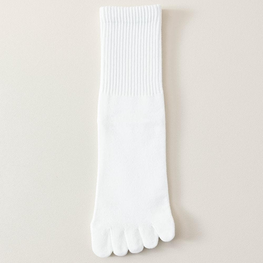 A Pairs Five Finger Socks Women High Quality Cotton Toe Socks Autumn Spring Middle Tube Sports Socks with Separate Fingers white