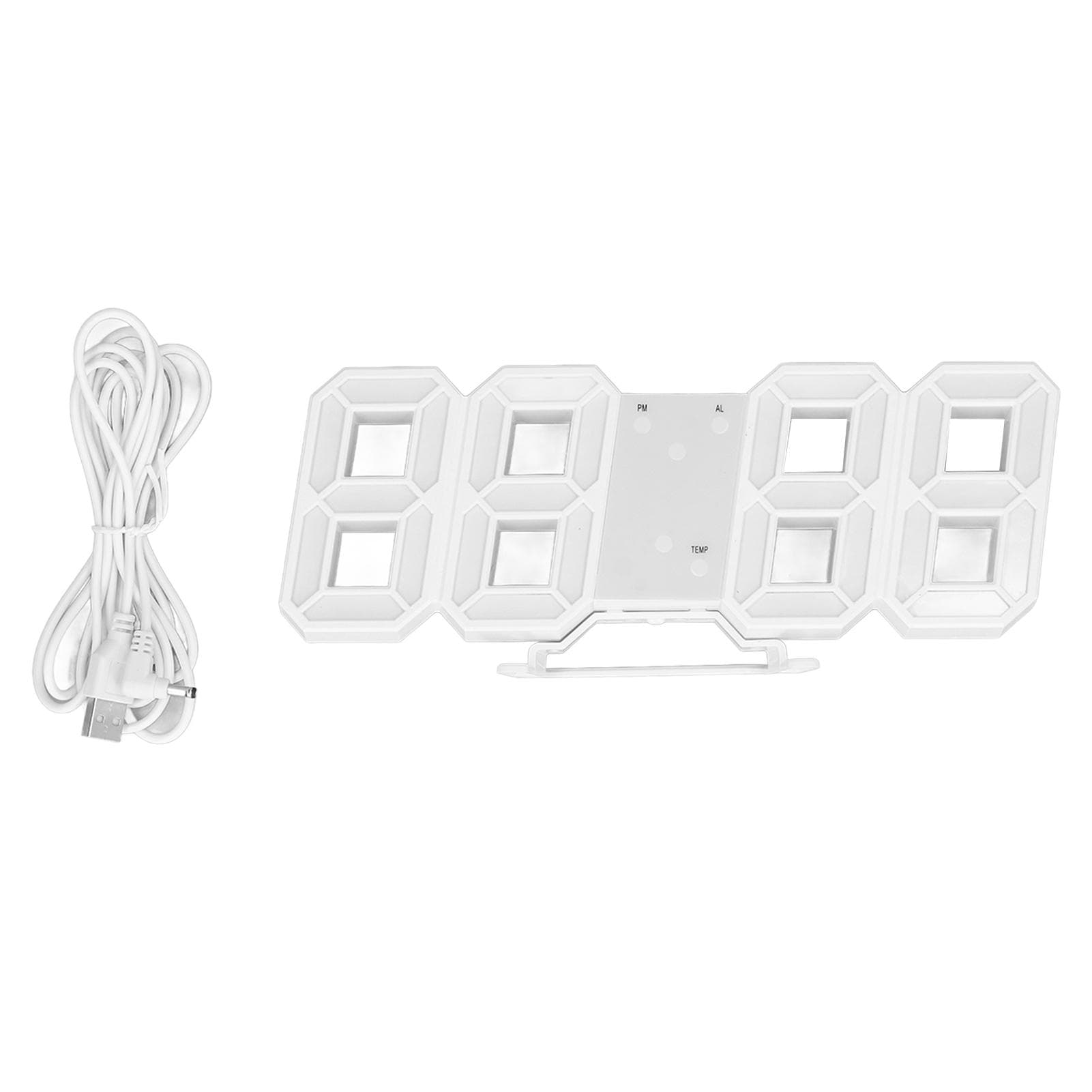 3D LED Wall Clock Minimalist White Frame Digital Wall Alarm Clock Timer with Temperature for Home