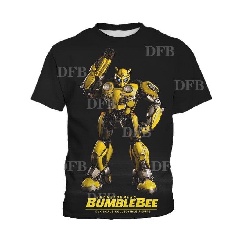 Transformers Bumblebee 3D printed children's T-shirt summer new short sleeved handsome boy short sleeved 3-13 years old 130