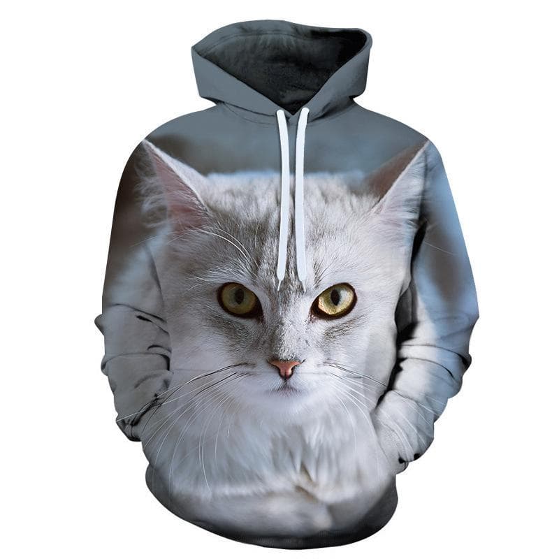 New Fashion Cat Hoodies 3D Animal Cat Printed Hoodie Casual Men Women Hooded Pullovers L