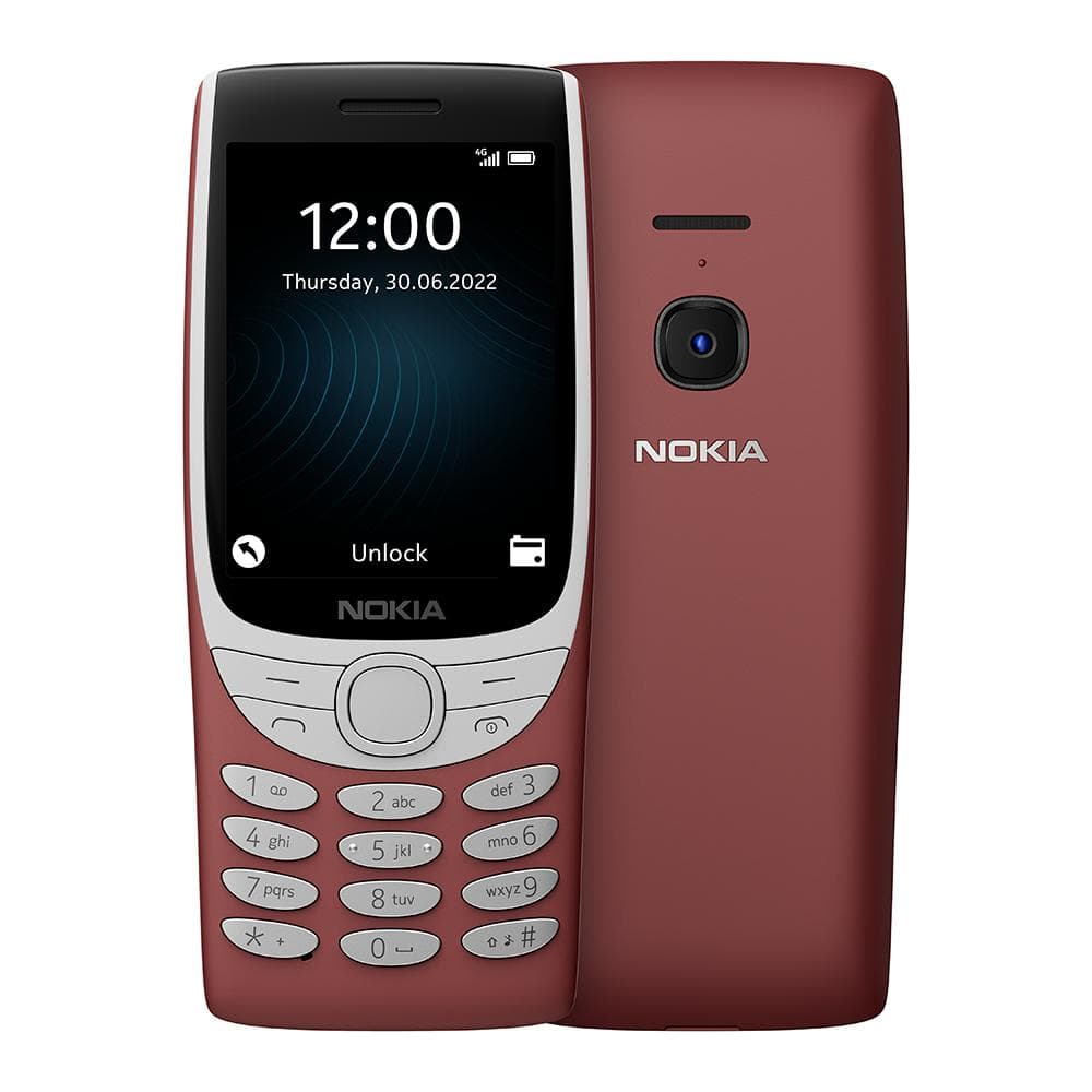Refurbished Nokia Original Nokia 8210 4G (2022) LTE 4G Feature phone Mobile Phone With Single 1/2 SIM 1 Battery 1 Charger red